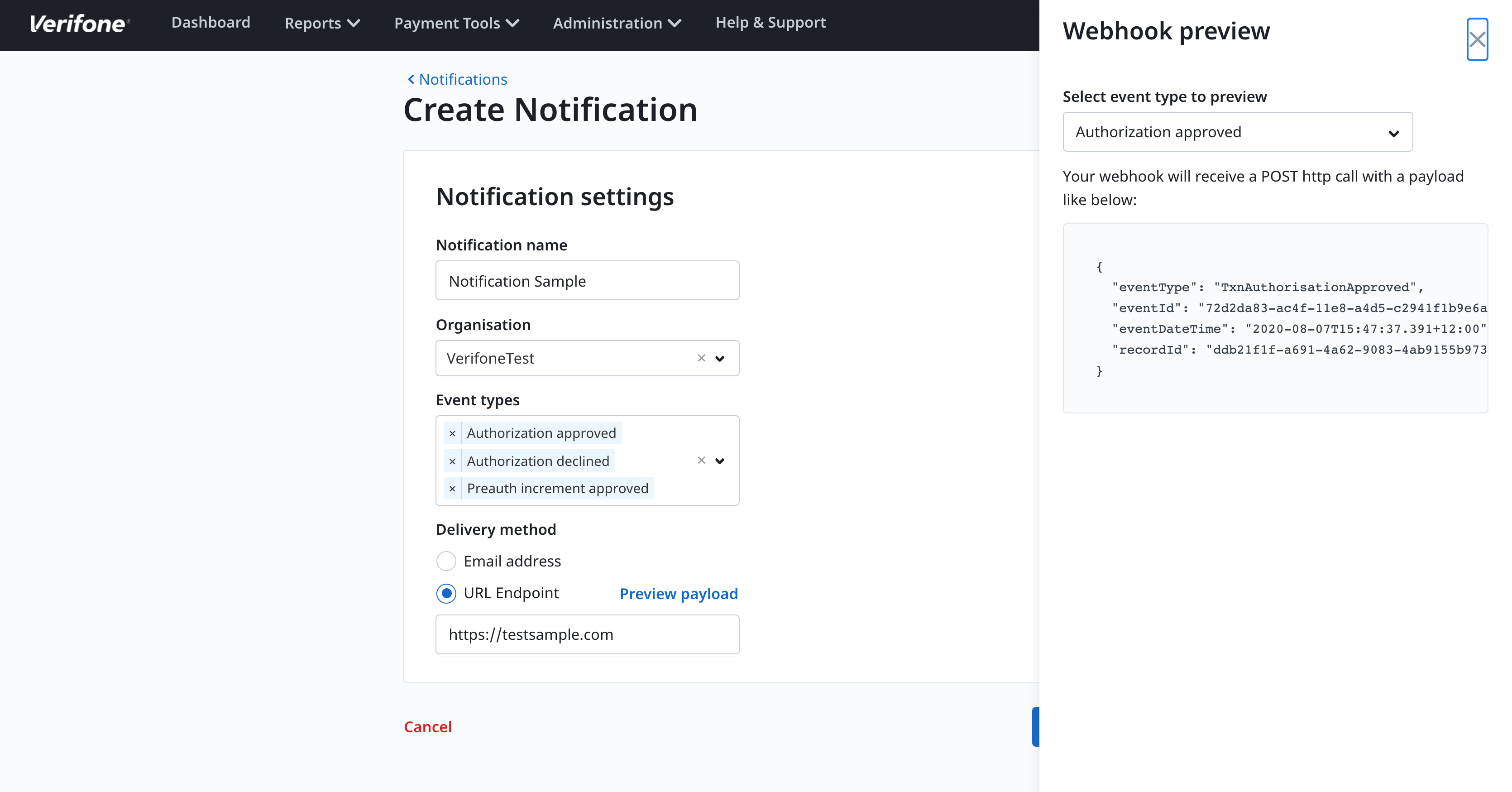 Notifications Verifone Central Verifone Developer Portal